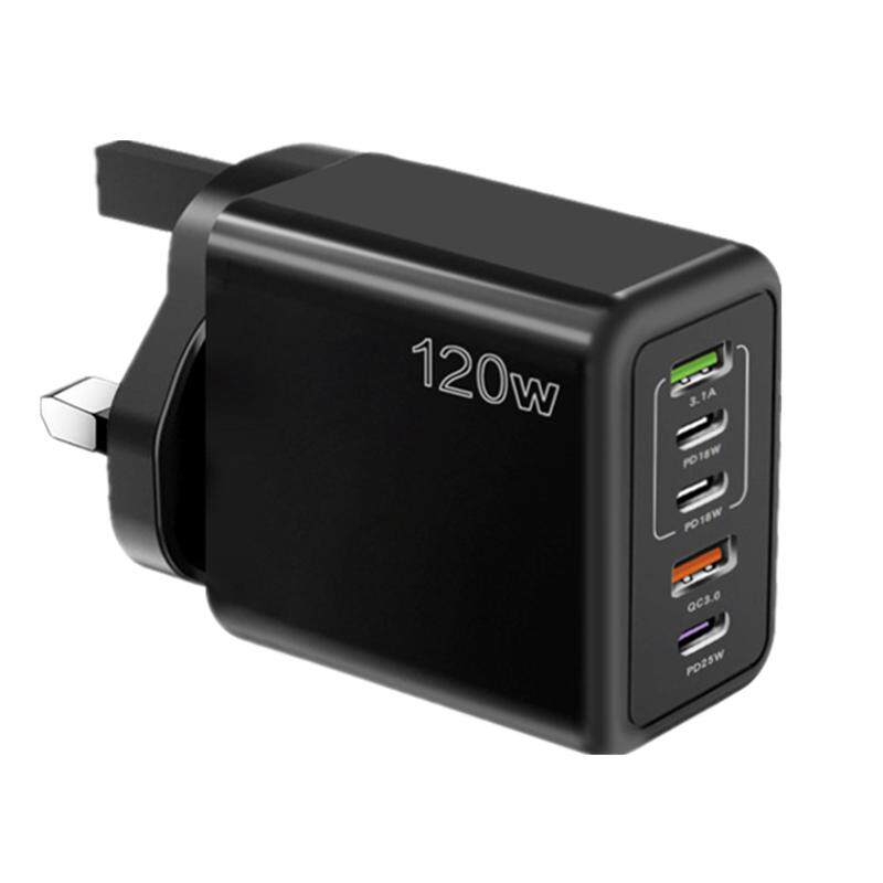 120W港版英规手机充电器2PD25W充电头快速充电三角插快充3type-c