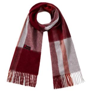 皮尔卡丹100%纯羊绒围巾男士冬季保暖百搭格纹流苏围脖男款送男友