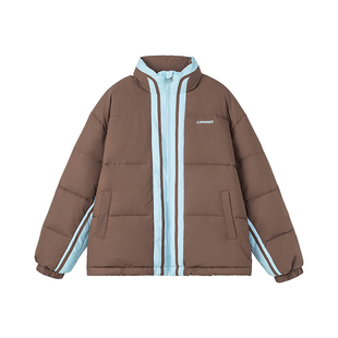 FORNINES防泼水冬季加厚防寒服外套撞色立领棉衣男女情侣装面包服