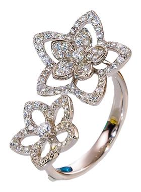 莫桑石五花瓣戒指韩系