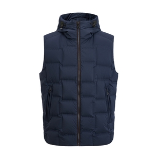 【鹅绒】LONDA 伦德马秋冬新款男士连帽羽绒马甲时尚保暖修身外套