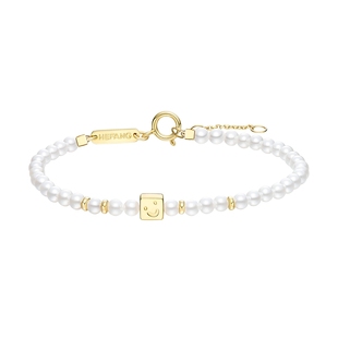 HEFANG何方笑脸珍珠手链14K金轻奢手饰百搭饰品圣诞礼物