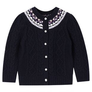 允儿妈女童【费尔岛】冬季复古毛衣开衫 儿童秋冬针织衫宝宝上衣