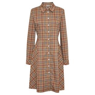 【轻盈垂坠】暇步士女装春季通勤休闲英伦风弹力格纹衬衫连衣裙女