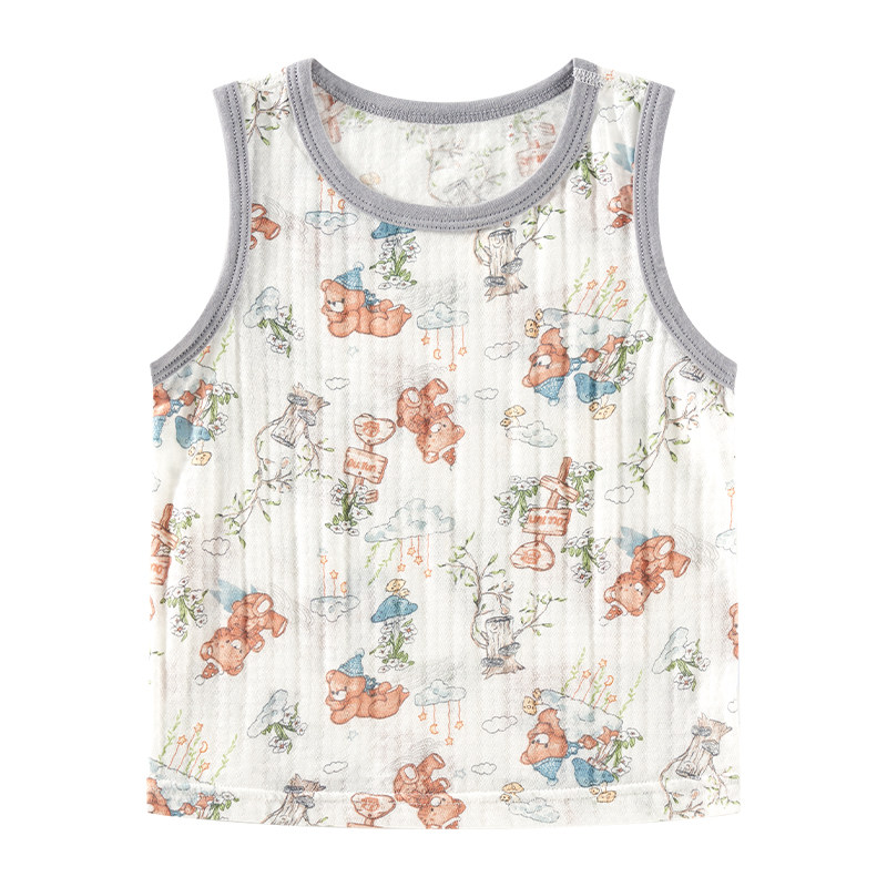 欧孕[果冻凉]儿童宝宝背心纯棉a类男女童外穿婴幼儿夏季薄款上衣