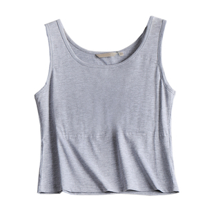 居家无袖防凸点内衣棉妈妈内搭汗衫女中老年背心式文胸