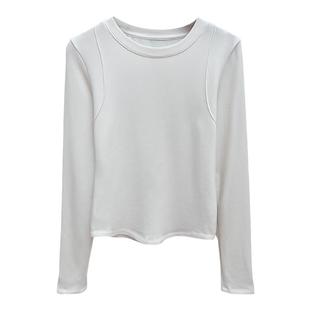 白色磨毛加绒打底衫女内搭2025秋冬季新款高级感长袖T恤修身上衣