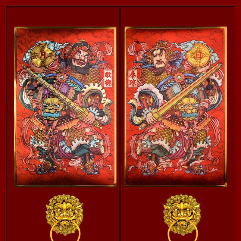 直供门神门贴年画新年春节过年装饰金箔立体浮雕武将秦叔宝尉迟恭