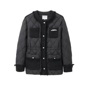 REVAN芮范设计师款小香风拼接圆领羽绒服RM90502228