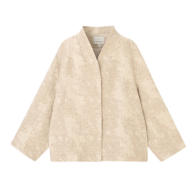 新中式提花上衣禅意领开衫外套