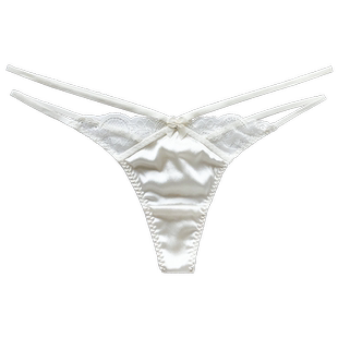 韵扉桑蚕丝丁字裤女内无痕蕾丝低腰性感真丝T裤超薄法式日常内裤