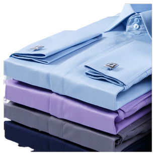 法式袖扣衬衫男修身长袖秋新郎结婚商务正装宴会主持高领男士衬衣