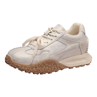 真皮内增高德训鞋女2026春季新款超火小个子厚底休闲运动阿甘鞋子