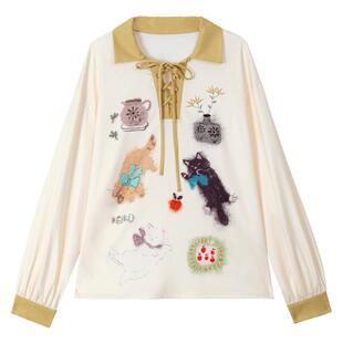 KEIKO 轻活风穿搭一整套女26春季新款洋气印花polo领上衣+半身裙