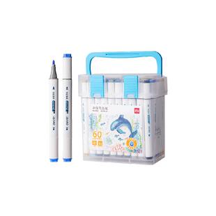 得力水性马克笔食品级双头水彩笔儿童无毒可水洗画笔小学生专用