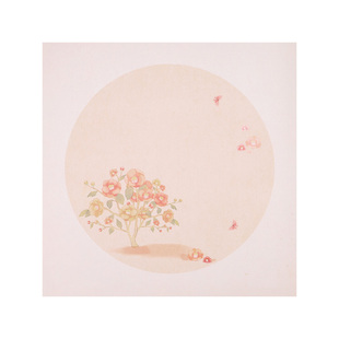 圆形图案宣纸空白半生半熟团扇斗方扇面半生熟小楷毛笔字练习作品专用印花正方形加厚仿古复古花笺艺术微喷