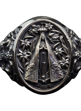 铁头的店 925银 复古做旧 “高浮雕女皇祈祷”戒指 情侣款指环