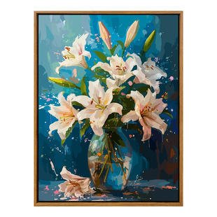 百合花数字油画diy填充手工填色画画丙烯手作打发时间客厅装饰画