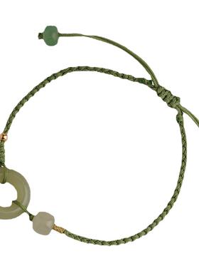 和田玉平安扣手绳复古风编织手绳国潮玉石闺蜜情侣生日礼物手链女