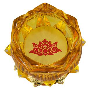 莲花酥油灯座 蜡烛台佛前供灯杯型蜡烛台专用 佛堂家用合金水晶