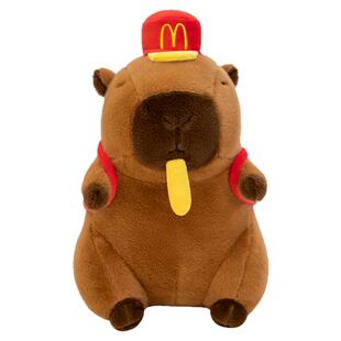 丑萌薯条卡皮巴拉公仔毛绒玩具儿童布娃娃戴帽背包水豚玩偶送女友