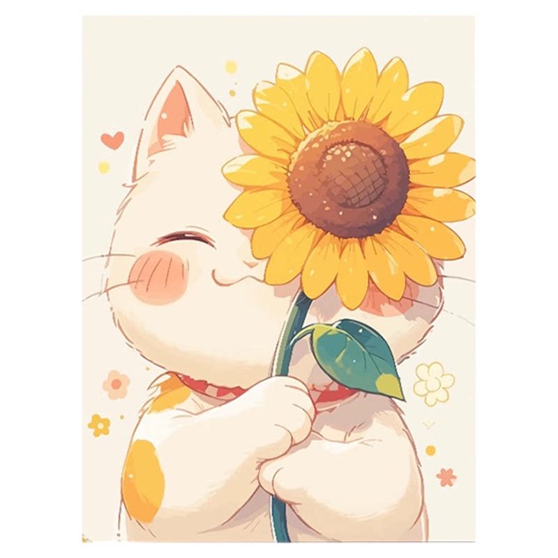小猫咪向日葵装饰画新款儿童房