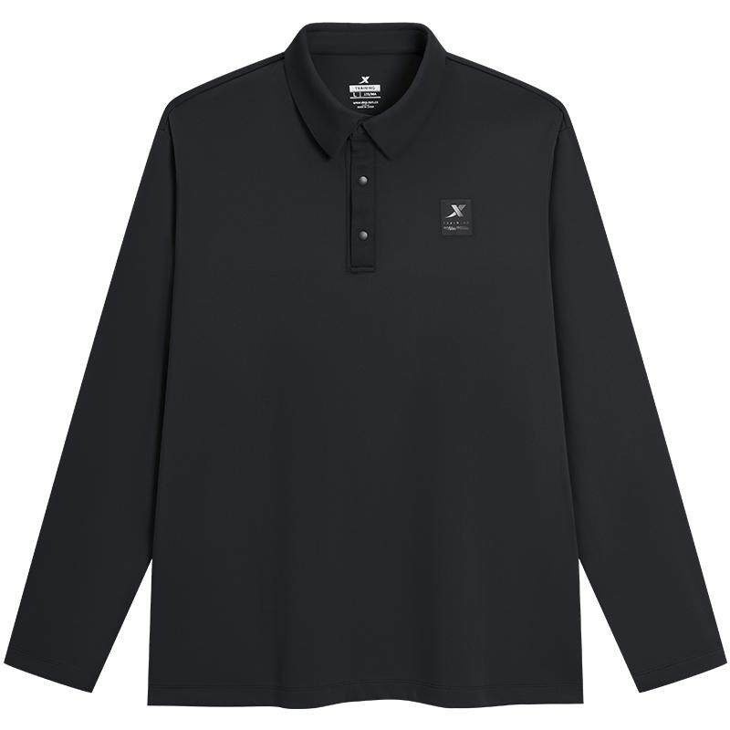 特步长袖POLO衫男2025年秋季新款男装运动服健身长袖T恤翻领卫衣