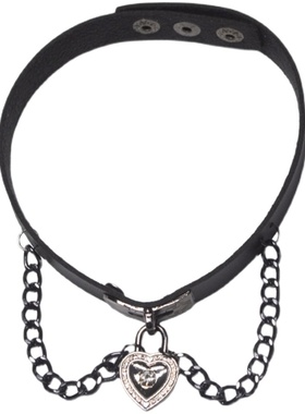 choker爱心项圈黑色冷淡风锁骨链