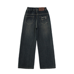 女童加绒牛仔裤秋冬2025新款冬装大童冬季加厚窄版阔腿儿童长裤子