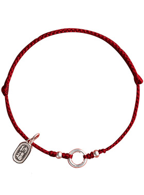 招财纳福平安扣手链S925银红绳