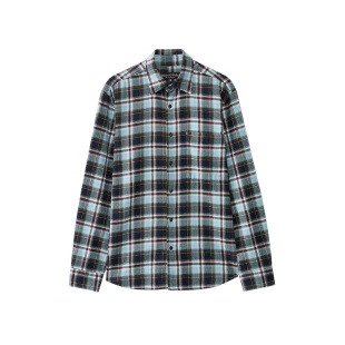 Marc O'Polo/MOP春季新款浅蓝格子花纹长袖衬衫男士气质百搭上衣