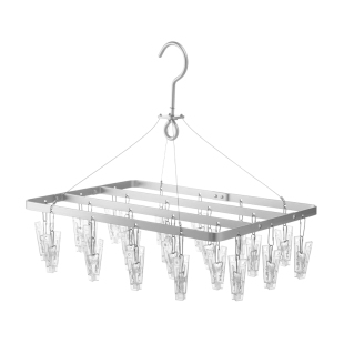 懒角落铝合金不锈袜子晾晒衣架多夹子功能挂内衣内裤无痕袜架防风