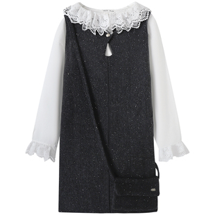 慕兔法式气质无袖背心连衣裙女2025秋季新款白色长袖衬衫两件套装