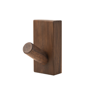 实木挂钩壁挂墙上免打孔入户玄关黑胡桃挂衣钩试衣间衣帽门后粘钩