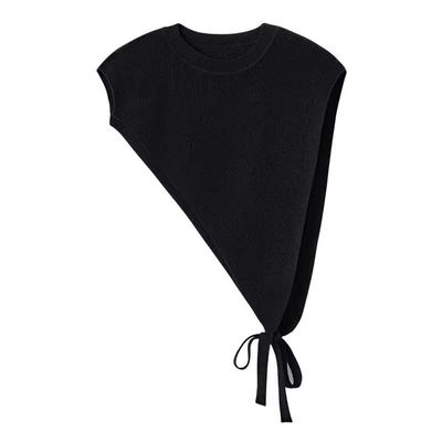 喜庆红色披肩外穿马甲针织斜肩