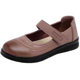 大东妈妈鞋女鞋2026春季新款时尚休闲平底低跟魔术贴圆头C5056