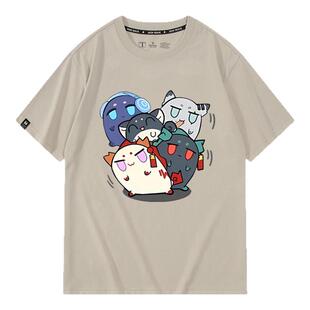 明日方舟龙泡泡年夕令重岳短袖T恤衫男女纯棉上衣服夏季游戏周边