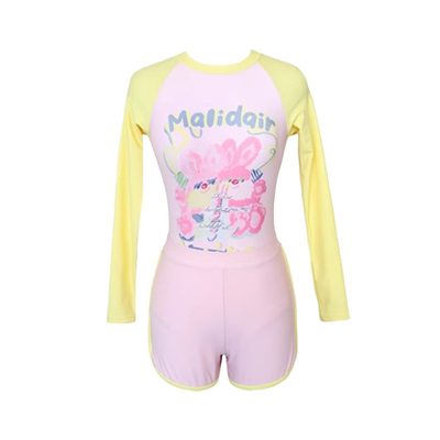 诗凯迪卡通少女连体两件套泳衣女