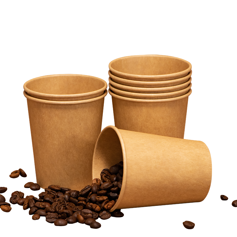 纸杯子牛皮纸咖啡杯带盖批发本色原浆水杯商用一次性杯子定制LOGO