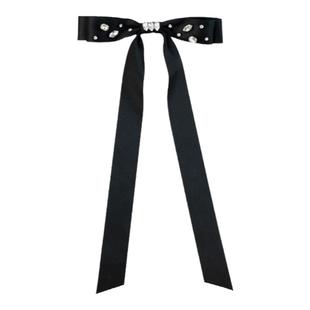 DAINEI岱妮浪漫长飘尾蝴蝶结发夹红色女弹簧夹横夹飘带新年发饰