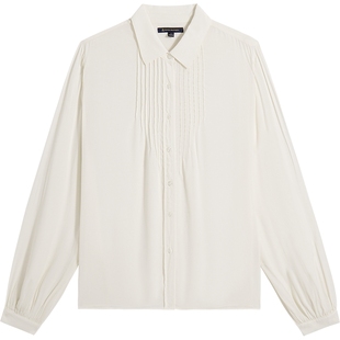 Brooks Brothers/布克兄弟女士25秋冬新品纯色垂坠风琴褶衬衫
