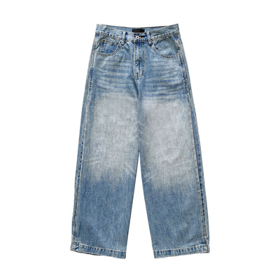 直筒水洗做旧牛仔裤男款秋冬季宽松复古休闲百搭长裤子2025新款