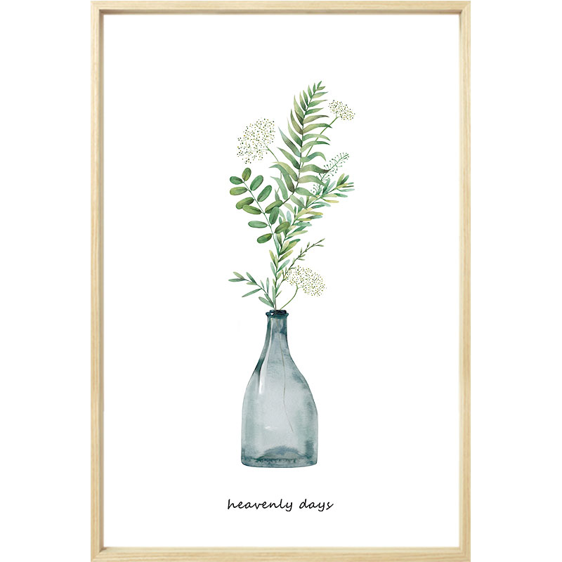 现代简约北欧ins客厅植物透明玻璃装饰画花瓶绿植小清新挂画壁画