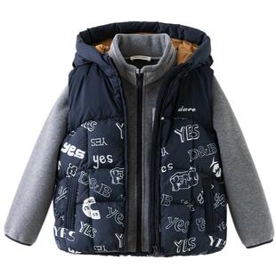 【抗菌绒】戴维贝拉男童防水羽绒服马甲两件套2026冬装儿童外套男