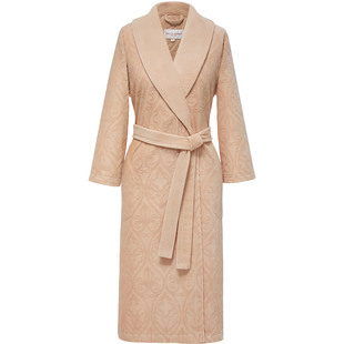 CallaAngel进口埃及棉时尚提花浴袍毛巾料纯棉柔软吸水长款浴衣女