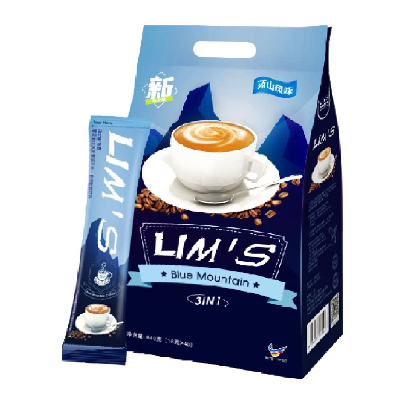 进口LIM’S零涩咖啡蓝山风味三合一速溶咖啡粉16g*40条