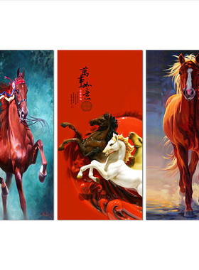 新中式风红色走廊装饰画画芯定制