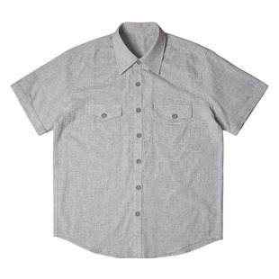 Double Seam 麻棉工装口袋衬衫男装美式复古短袖衬衣日本进口钮扣