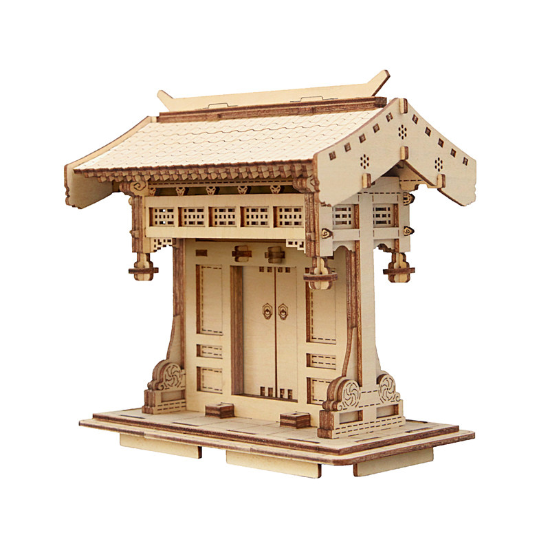 建筑形鲁班锁木质榫卯模型礼物