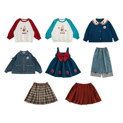 幼悠女童2025春秋套装撞色立体蝴蝶结连衣裙娃娃翻领外套多件套潮